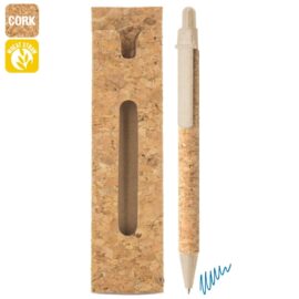 Boligrafo corcho/fibra de trigo con funda corcho