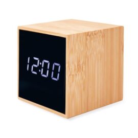 Reloj despertador bambu con alarma y temperatura