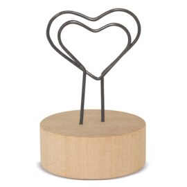 Memo clip con base de madera "love u"