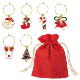 Set de 6 aros navideños para copas "brindis"