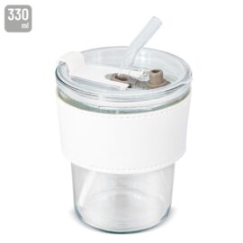 Vaso 330 ml con pajita de cristal "delicatessen"