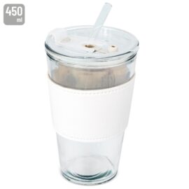 Vaso 450 ml con pajita de cristal "delicatessen"